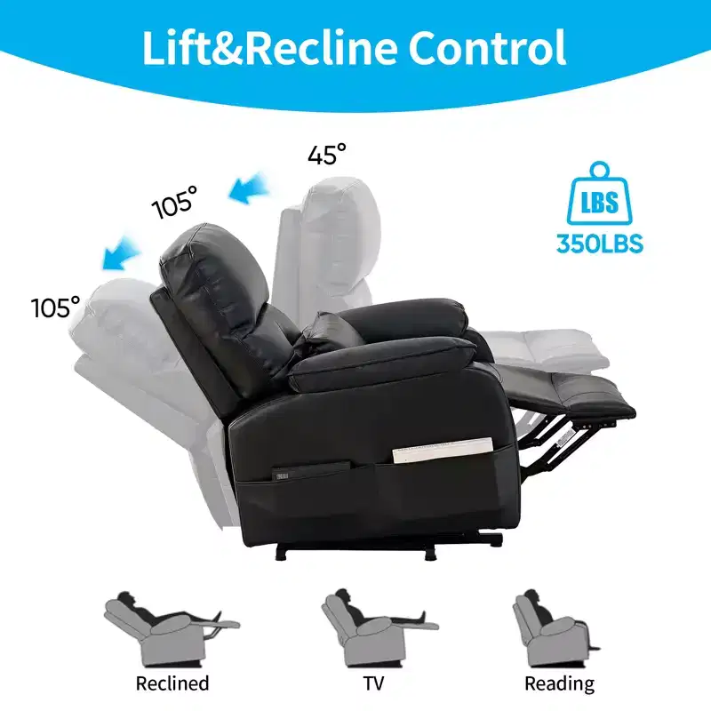 Power Lift Recliner Chair with Vibration Massage, Heating, Storage & Cup Holder