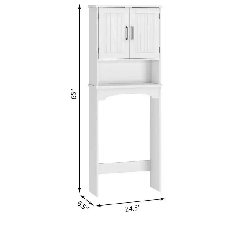 Over The Toilet Storage Cabinet with Double Doors and Anti-Tip Device