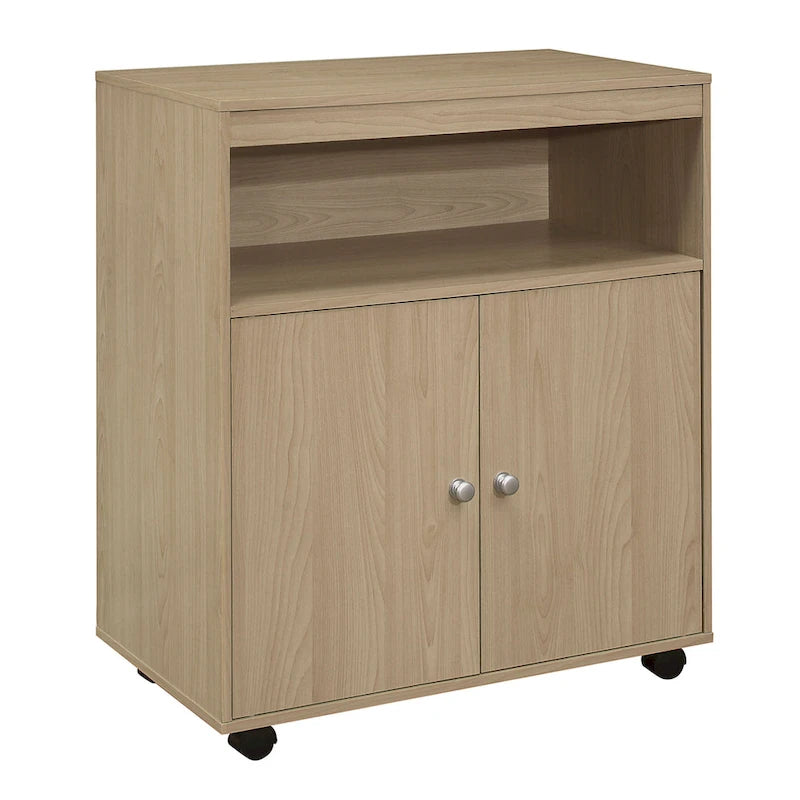 2-Door Accent Cabinet Microwave Kitchen Cart (Beech)