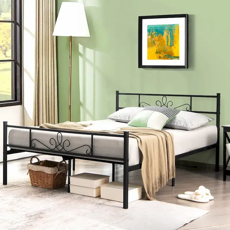 Costway Twin/Queen/Full Metal Platform Bed Frame with Headboard and