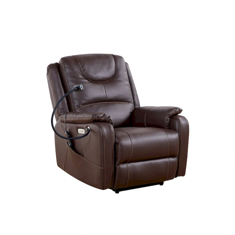 Liyasi Zero Gravity Power Recliner with comfortable lying degree, Massage, Heating and Phone Holder, Side Pockets, USB Charge Po