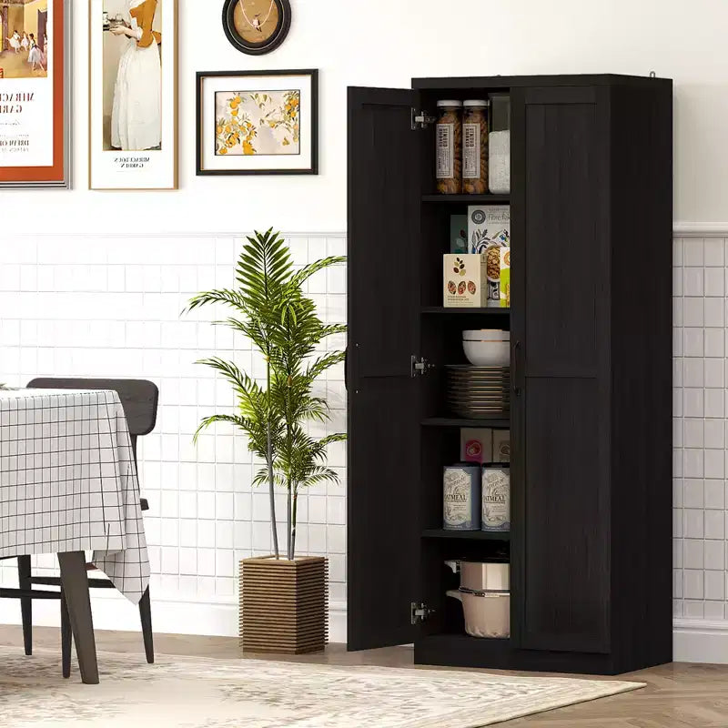 HOMCOM Kitchen Pantry, Freestanding 5-tier Storage Cabinet with 2 Adjustable Shelves for Dining Room, Living Room