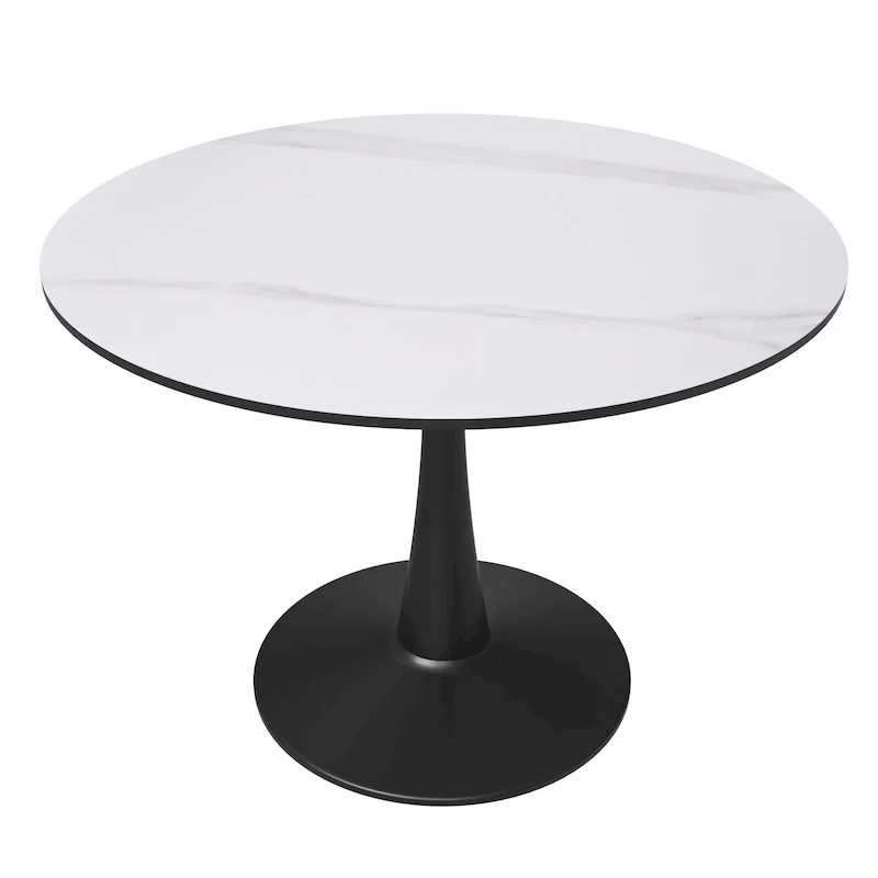 LeisureMod Round Dining Table 40 Sintered Stone Tabletop