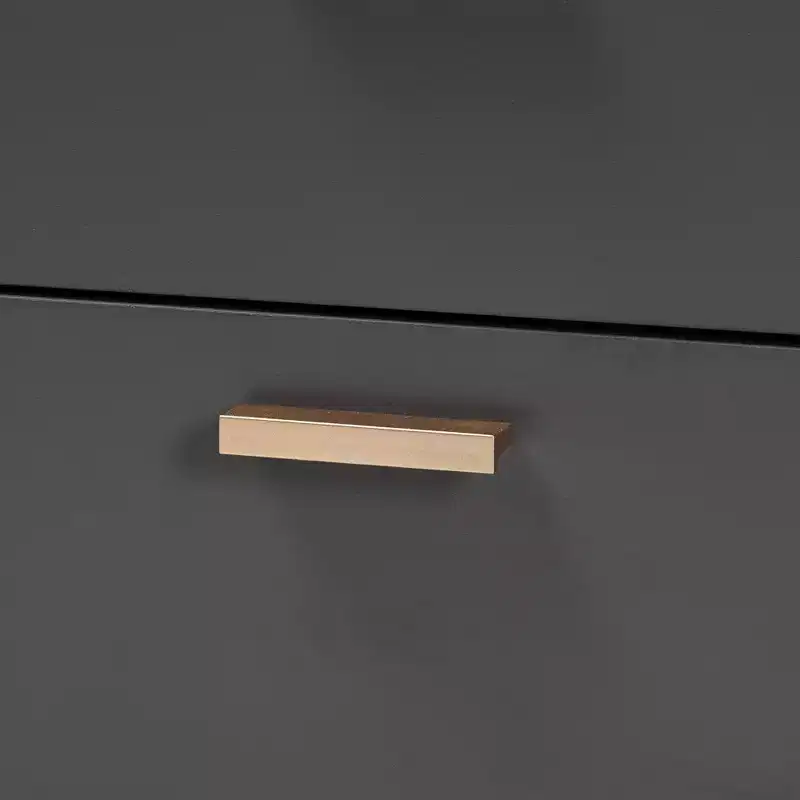 Modern 2-Drawer Nightstand, Dark Gray & Gold-Tone Legs, Bedside Furniture for Bedroom