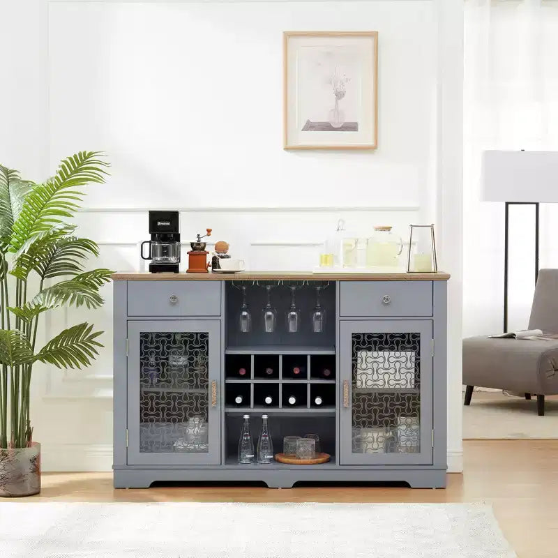 Buffet Sideboard Cabinet 2 Drawers 2 Doors, Coffee Bar Cabinet, Kitchen Dining Room Buffet Shelves, Modern Farmhouse Rack Cupboard