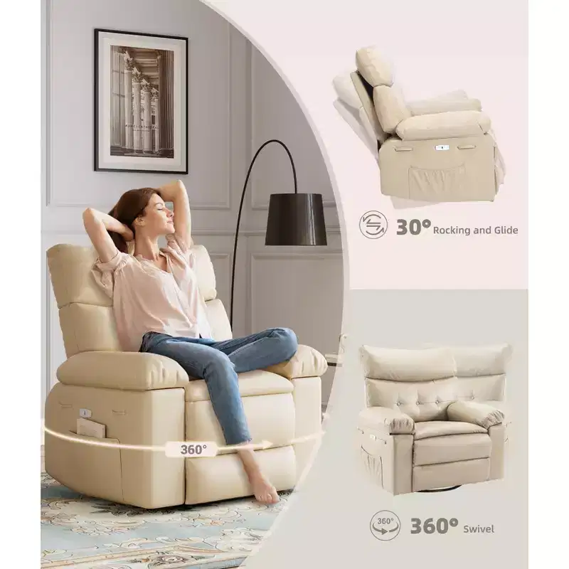 Manual Recliner Rocking Chair with Massage and Heating Function