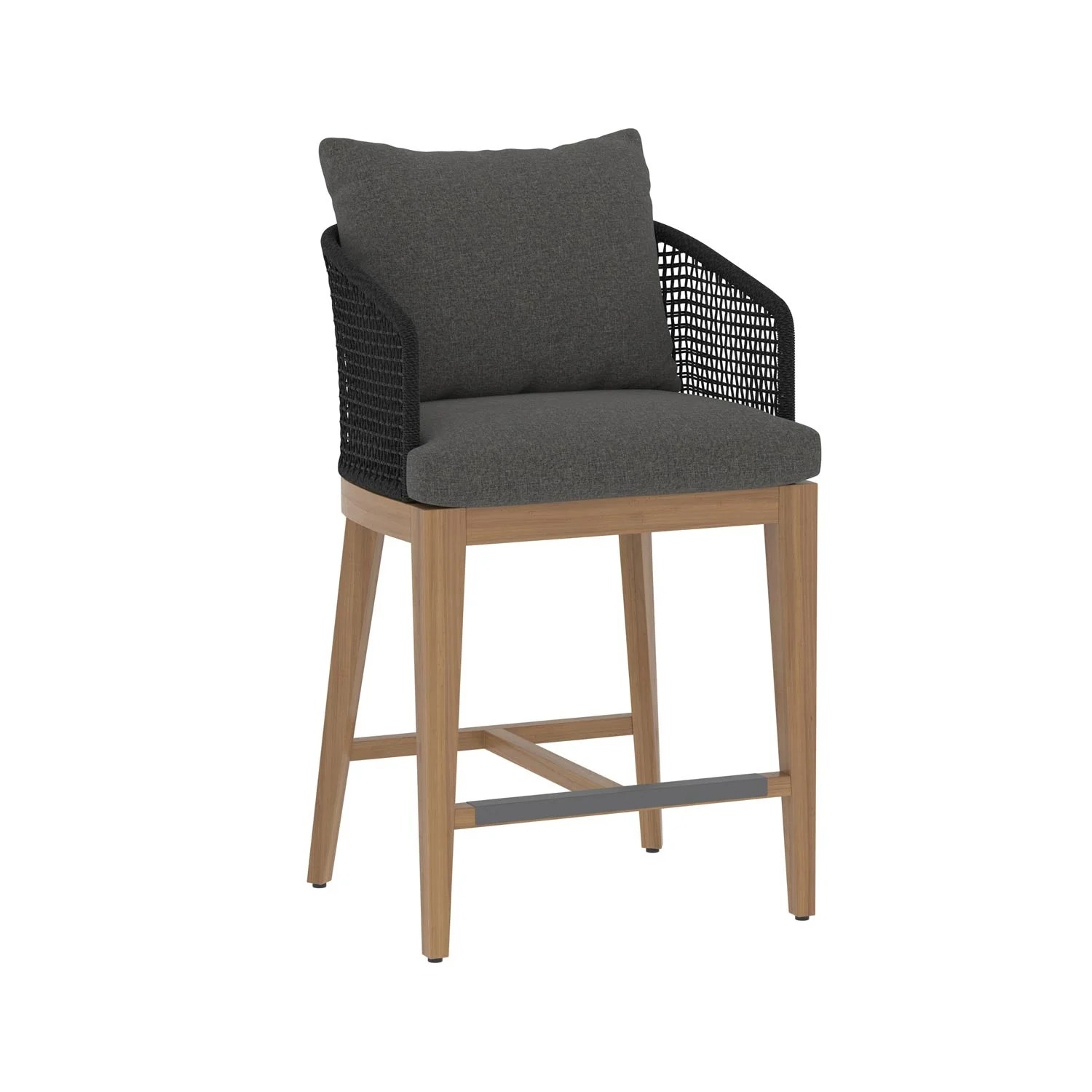 Upholstered Teak Outdoor Bar Stool