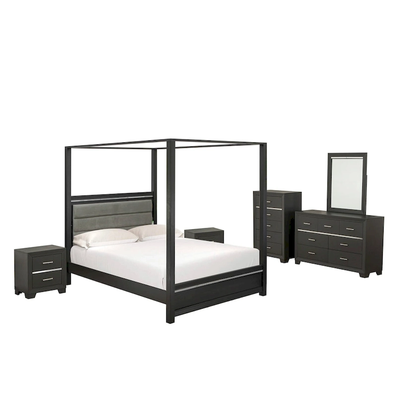 East West Furniture Denali Queen Size Bedroom Set with Upholstered Headboard (Pieces Option)