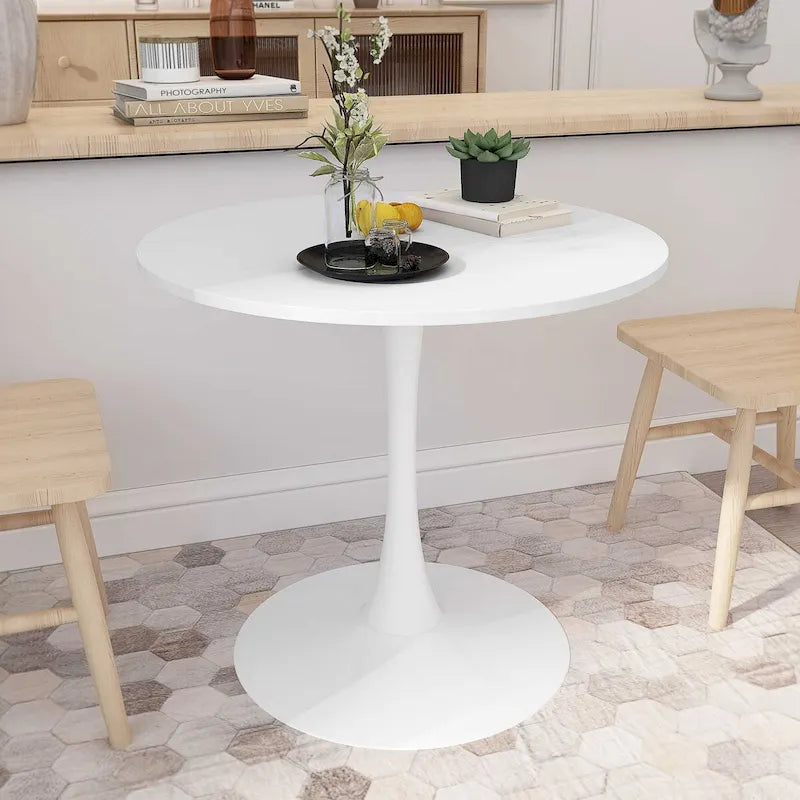 32Modern Round Metal Base Dining Table with MDF Table Top