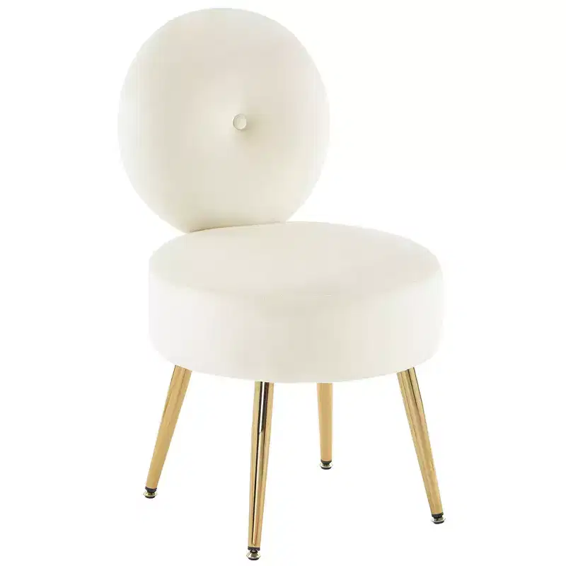 Furniliving Velvet Vanity Stool with Back Makeup Chair with Metal Legs, Living Room/Dressing Room/Bedroom