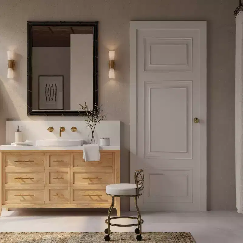 Diana X Back Vanity Bench with Casters Gold: Elegant Faux Leather, Metal Frame, Round Shape