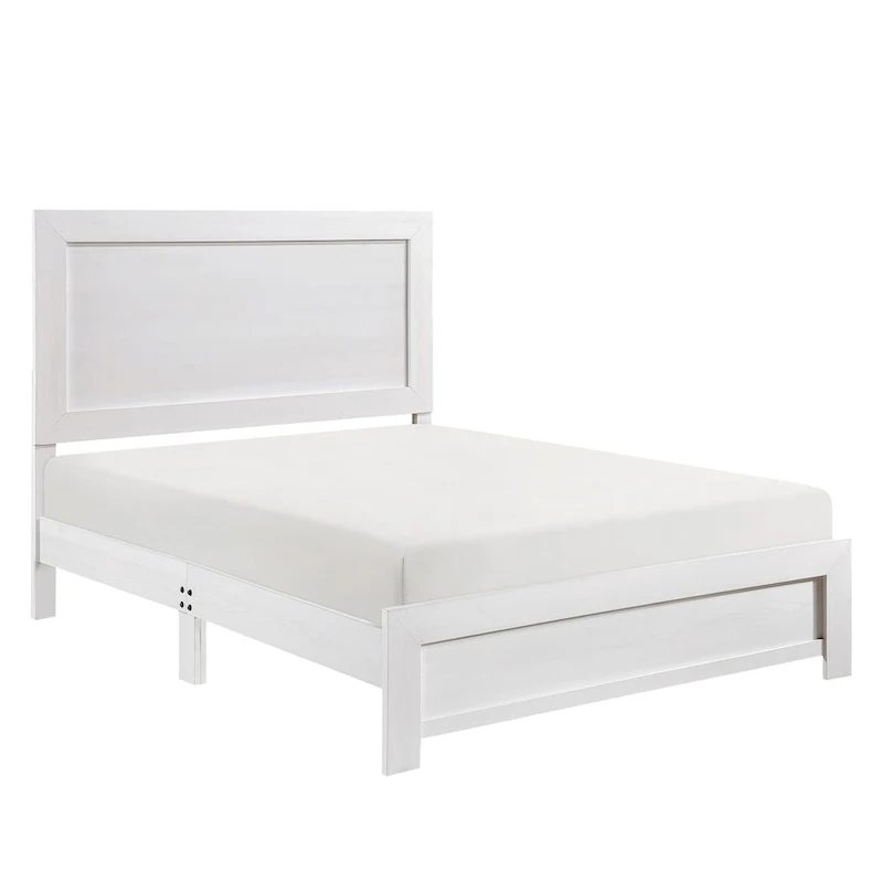 Ko Three Piece Full Size Bedroom Set, Panel Detailings, Black Metal Handles, White