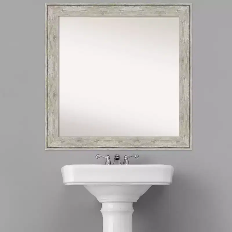 Crackled Metallic Frame Square Wall Mirror 31'' x 31''