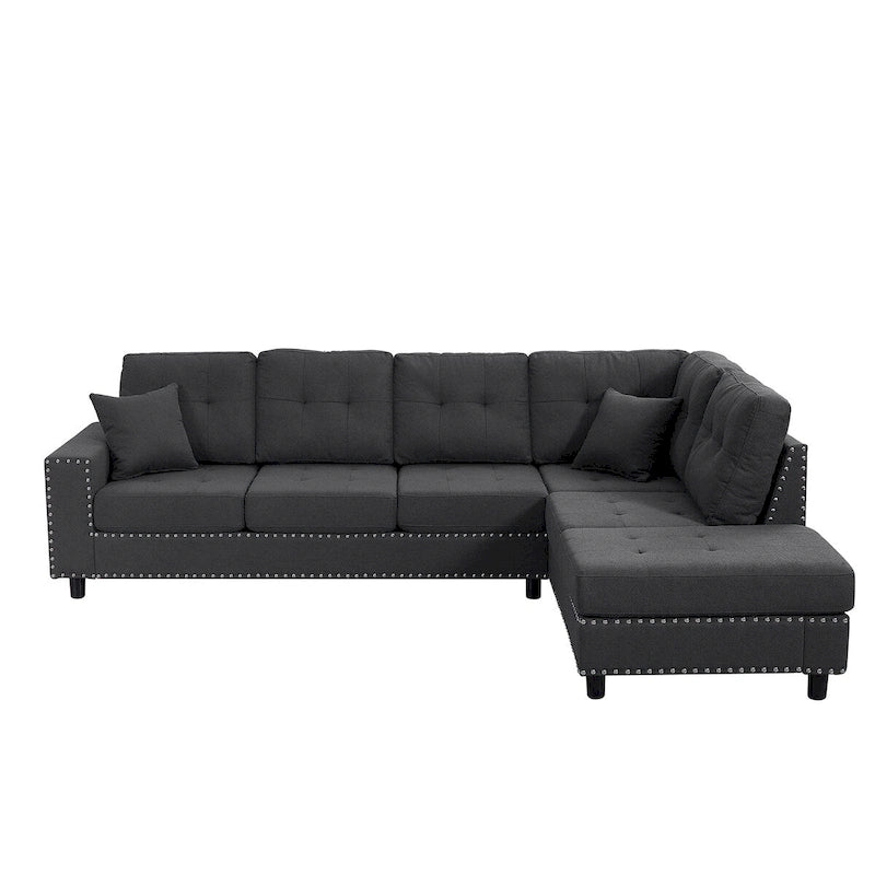109.2L-shaped Modular Sectional Sofa with Removable Back Cushions and 2 Pillows, for Living rooms, Offices, and Apartments