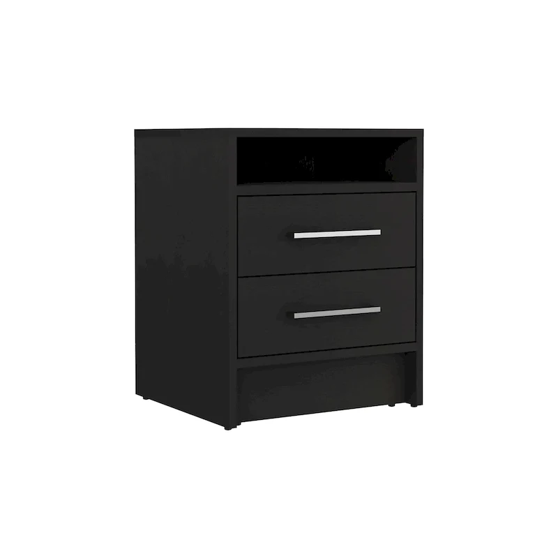 TUHOME Eter 2-Drawer Nightstand End Table with Metal Handles and Open Shelf