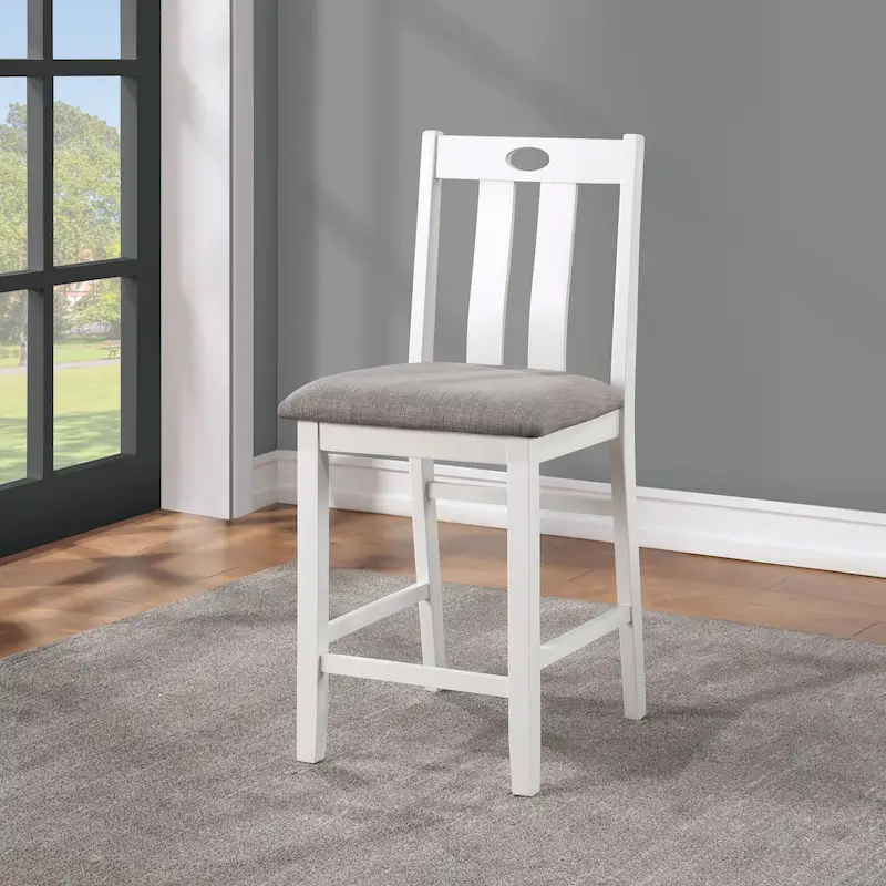 Badia Transitional White Wood 5-Piece Counter Height Table Set by Furniture of America