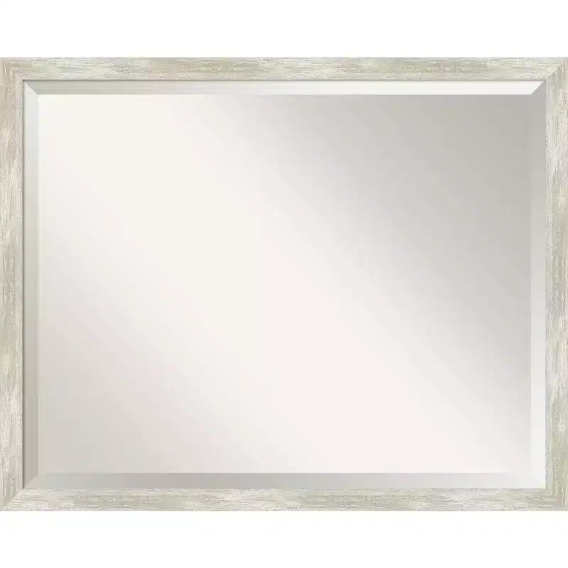 Metallic Silver Narrow Framed Wall Mirror, Rectangle, 1-Person